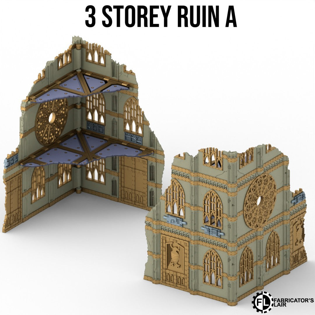 Set de Décors Gothiques Pliables Compatible Warhammer 40K 11e Edition : Table Complète (26 pièces)