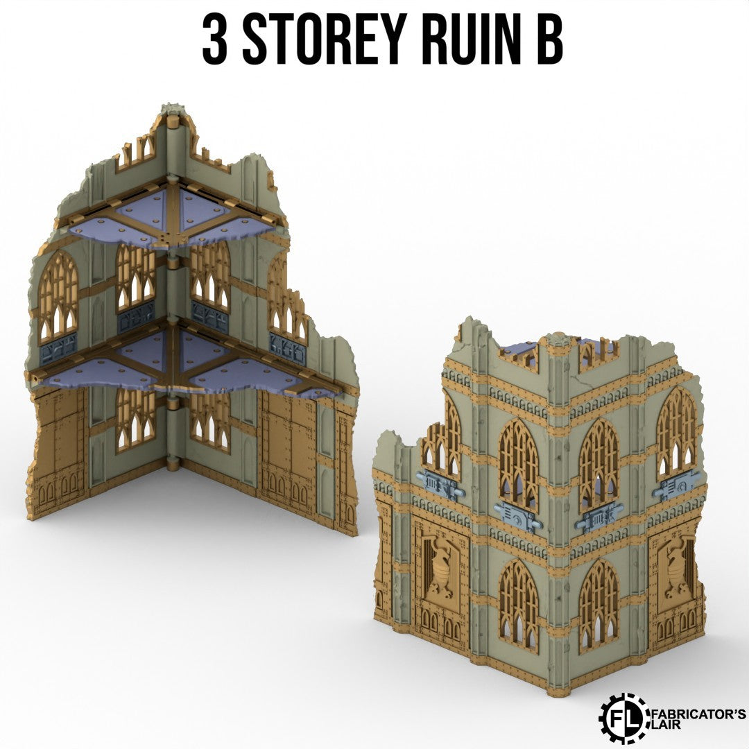 Set de Décors Gothiques Pliables Compatible Warhammer 40K 11e Edition : Table Complète (26 pièces)
