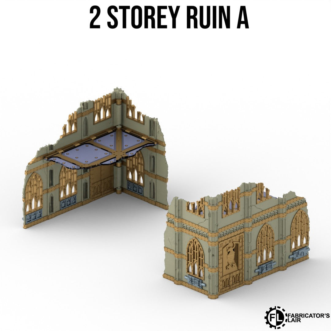 Set de Décors Gothiques Pliables Compatible Warhammer 40K 11e Edition : Table Complète (26 pièces)