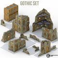 Set de Décors Gothiques Pliables Compatible Warhammer 40K 11e Edition : Table Complète (26 pièces)