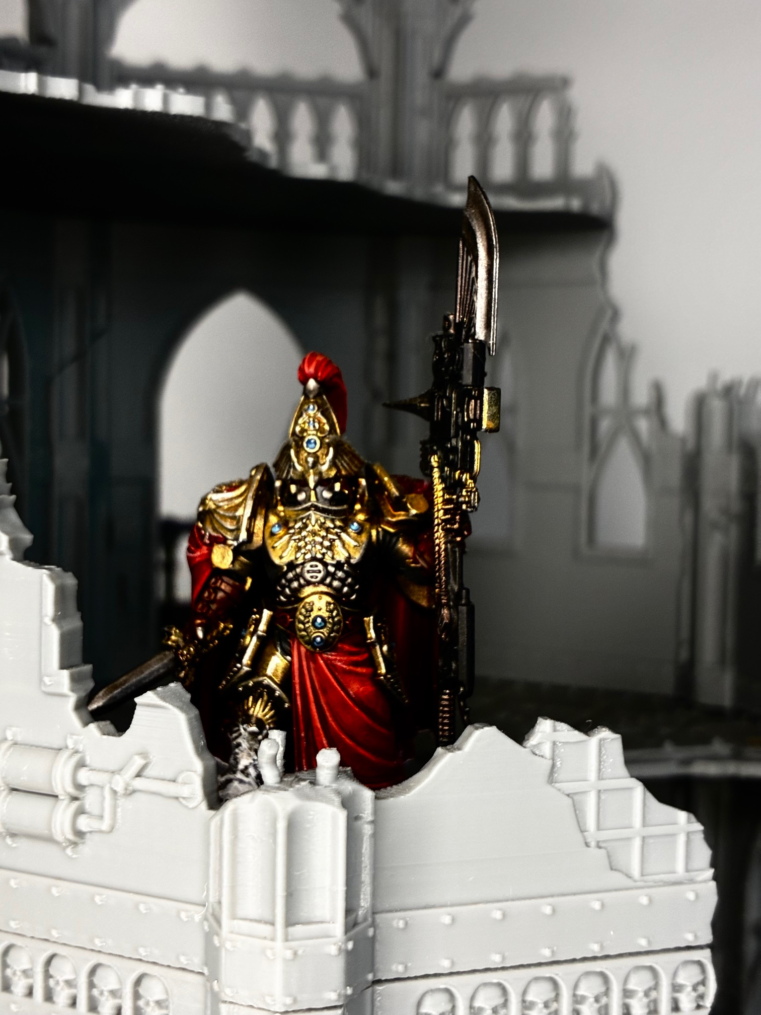 Adeptus Custodes inside a 3D printed terrain